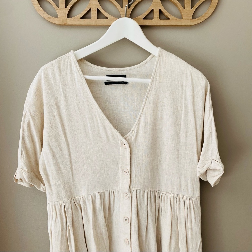 Urban Outfitters Button Up Short Sleeve Top Cream Sz Small - Picture 2 of 11